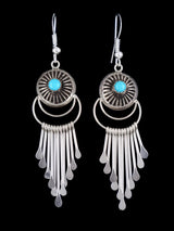 Navajo Sterling Silver Turquoise Waterfall Dangle Earrings - PuebloDirect.com