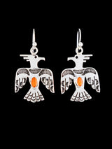 Navajo Spiny Oyster Sterling Silver Dangle Thunderbird Earrings