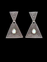 Pendientes colgantes con cruz de opalita de plata de ley navajo