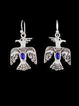 Navajo Lapis Sterling Silver Dangle Thunderbird Earrings