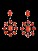 Natural Coral Navajo Sterling Silver Post Earrings