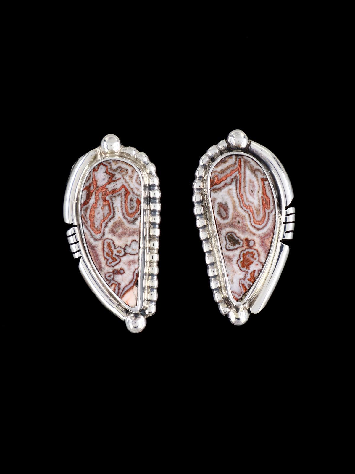 Navajo Crazy Lace Agate Sterling Silver Post Earrings