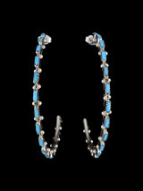 Large Zuni Turquoise Hoop Post Earrings - PuebloDirect.com