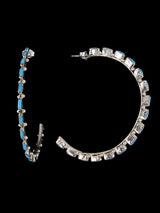 Large Zuni Turquoise Hoop Post Earrings - PuebloDirect.com