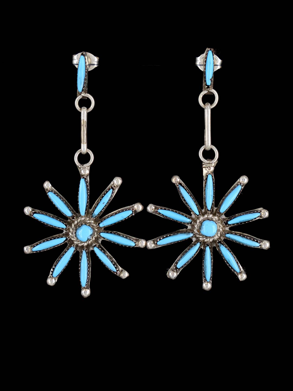 Native American Jewelry Turquoise Zuni Post Earrings - PuebloDirect.com