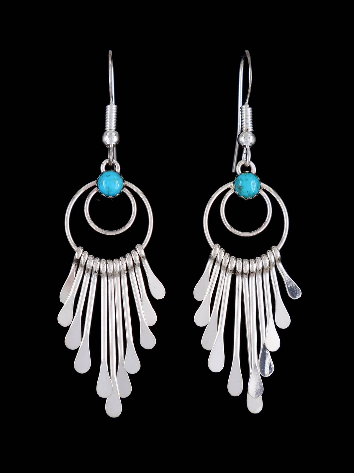 Navajo Sterling Silver Turquoise Waterfall Dangle Earrings - PuebloDirect.com
