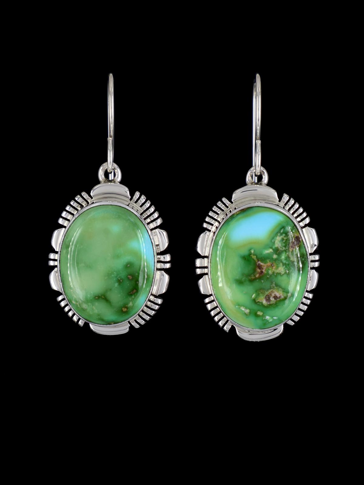 Navajo Sonoran Gold Turquoise Sterling Silver Dangle Earrings