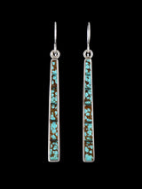 Navajo Cobblestone #8 Turquoise Inlay Dangle Earrings