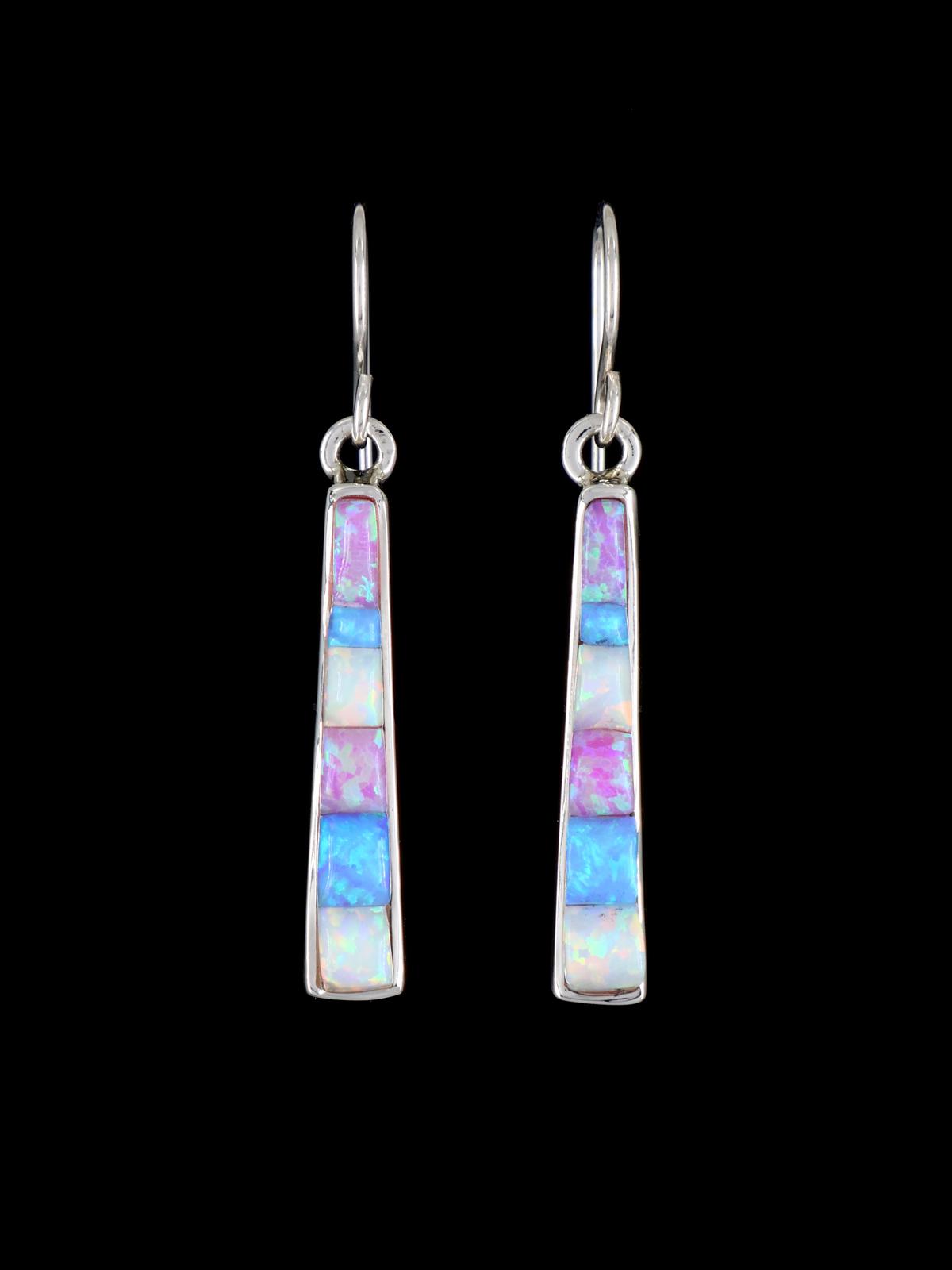 Native American Opalite Inlay Dangle Earrings