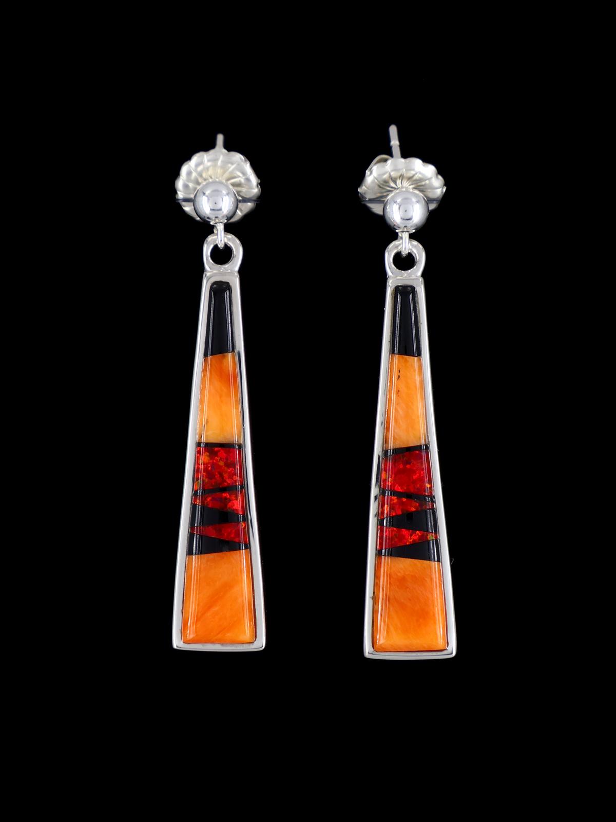 Native American Inlay Spiny Oyster Post Earrings