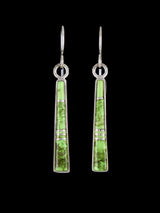 Navajo Gaspeite Sterling Silver Inlay Dangle Earrings