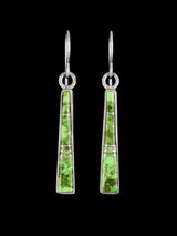 Navajo Gaspeite Sterling Silver Inlay Dangle Earrings