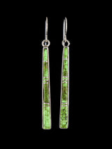 Navajo Gaspeite Sterling Silver Inlay Dangle Earrings