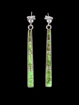 Navajo Gaspeite Sterling Silver Inlay Dangle Post Earrings