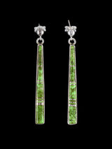 Navajo Gaspeite Sterling Silver Inlay Dangle Post Earrings