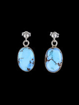 Navajo Sterling Silver Golden Hill Turquoise Post Earrings