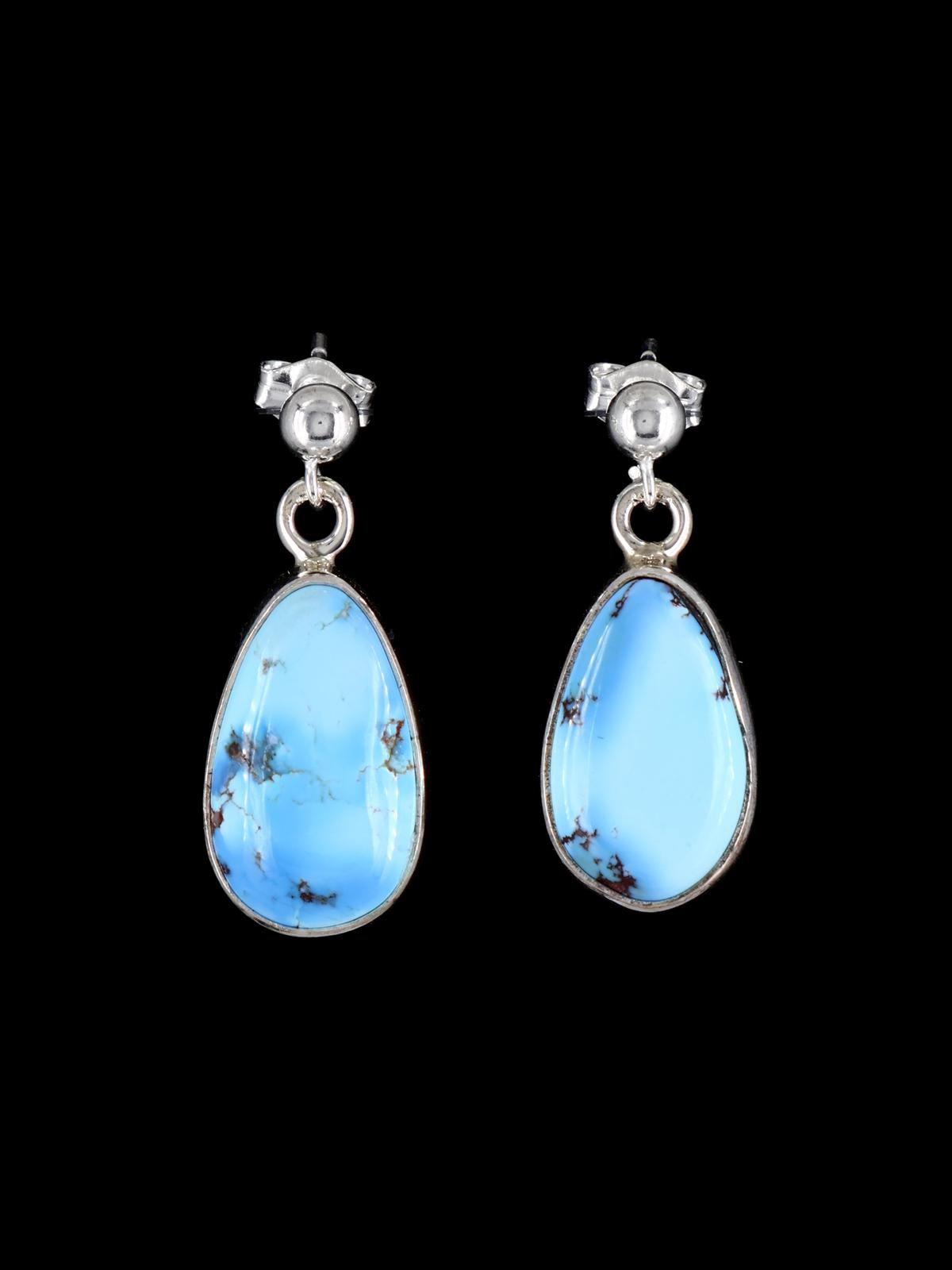 Pendientes colgantes de plata de ley Navajo Golden Hill con forma de turquesa