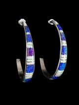 Opalite Zuni Inlay Half Hoop Post Earrings