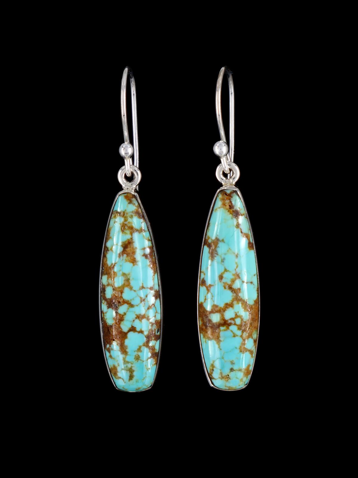 Navajo Sterling Silver #8 Turquoise Dangle Earrings