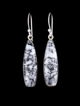 Navajo Sterling Silver White Feather Jasper Dangle Earrings