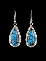 Navajo Sterling Silver Prince Mine Turquoise Dangle Earrings