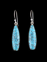 Navajo Sterling Silver Prince Mine Turquoise Dangle Earrings