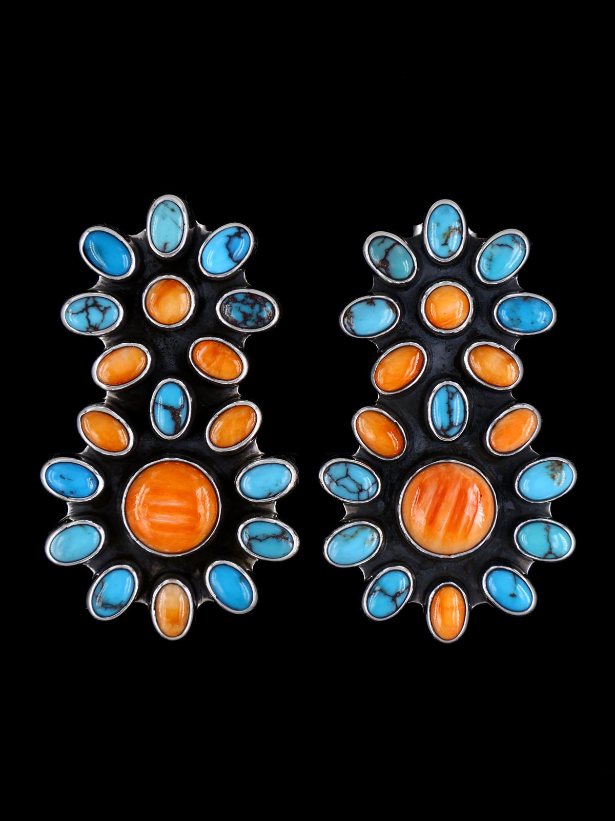 Pendientes de poste de turquesa egipcia de plata de ley de nativos americanos