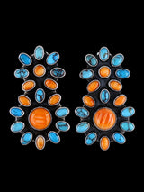 Pendientes de poste de turquesa egipcia de plata de ley de nativos americanos