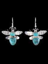 Navajo Turquoise Sterling Silver Dangle Bug Earrings