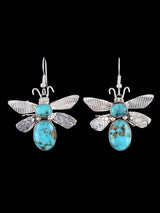 Navajo Turquoise Sterling Silver Dangle Bug Earrings