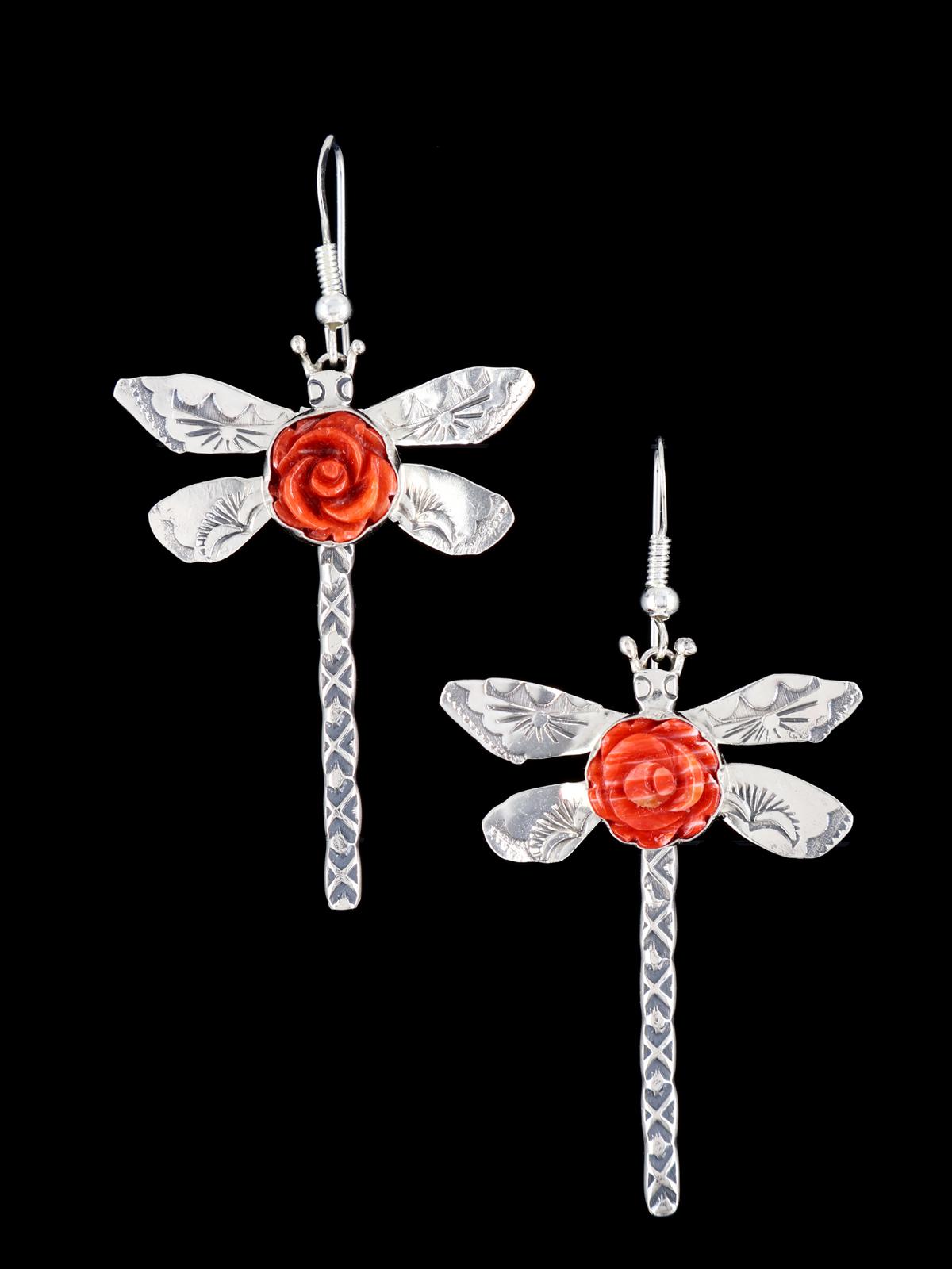 Boucles d'oreilles pendantes libellule turquoise en argent sterling Navajo