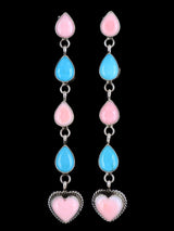 Navajo Turquoise and Pink Conch Heart Post Earrings