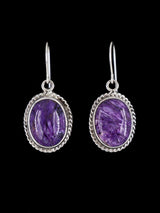 Boucles d'oreilles pendantes en charoite violette en argent sterling Navajo