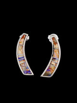 Navajo Spiderweb Opal Sterling Silver Post Earrings