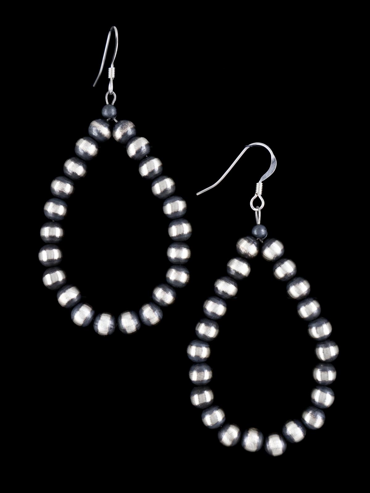 Navajo Sterling Silver Beaded Dangle Earrings