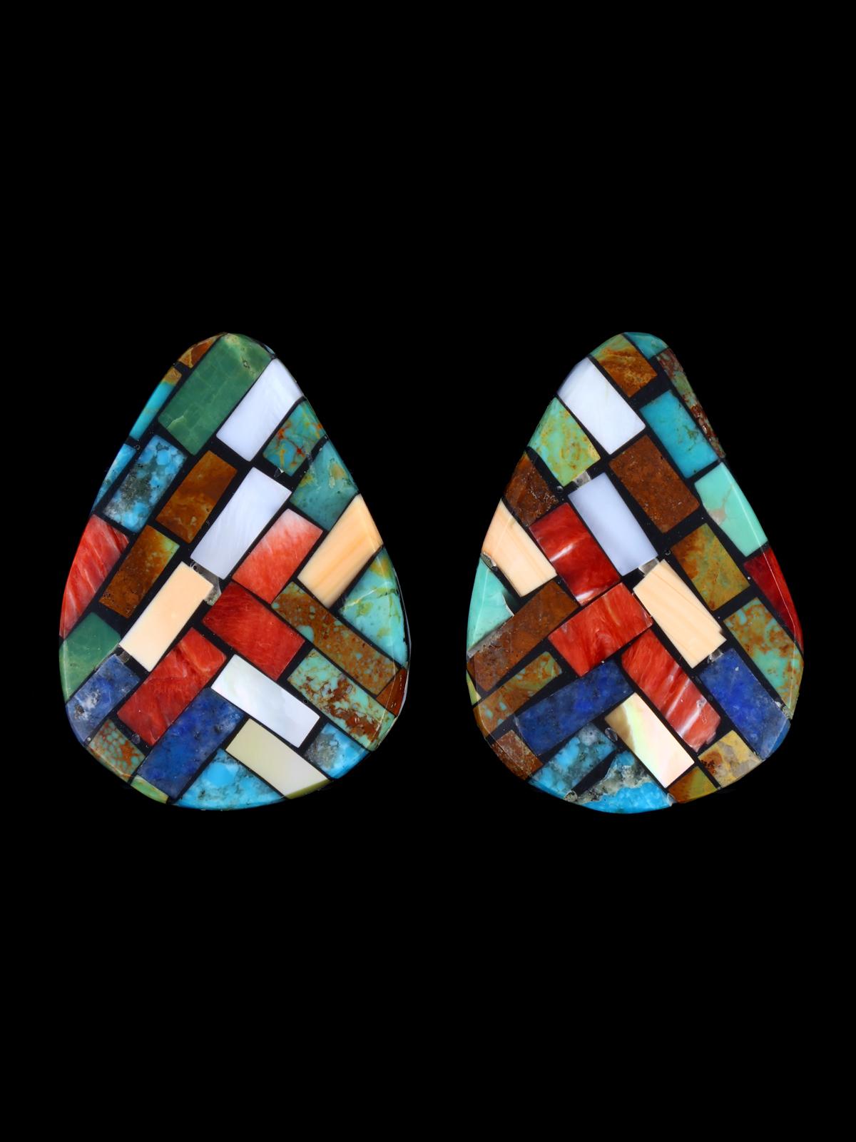 Boucles d'oreilles pendantes avec incrustation de turquoise Santo Domingo