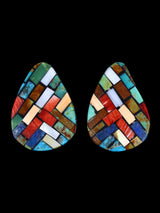 Boucles d'oreilles pendantes avec incrustation de turquoise Santo Domingo