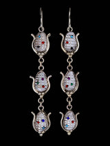 Native American Jewelry Zuni Mother of Pearl Corn Dangle Earrings