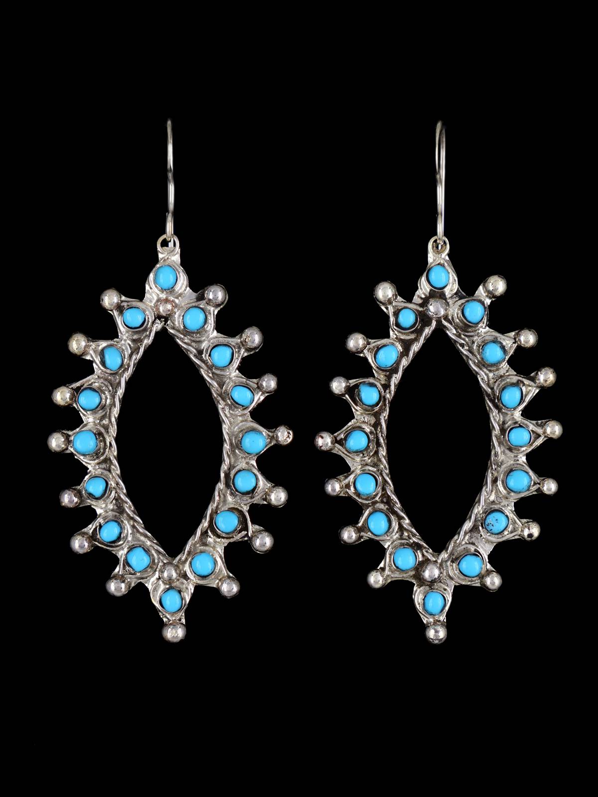 Pendientes colgantes Zuni turquesa de joyería nativa americana