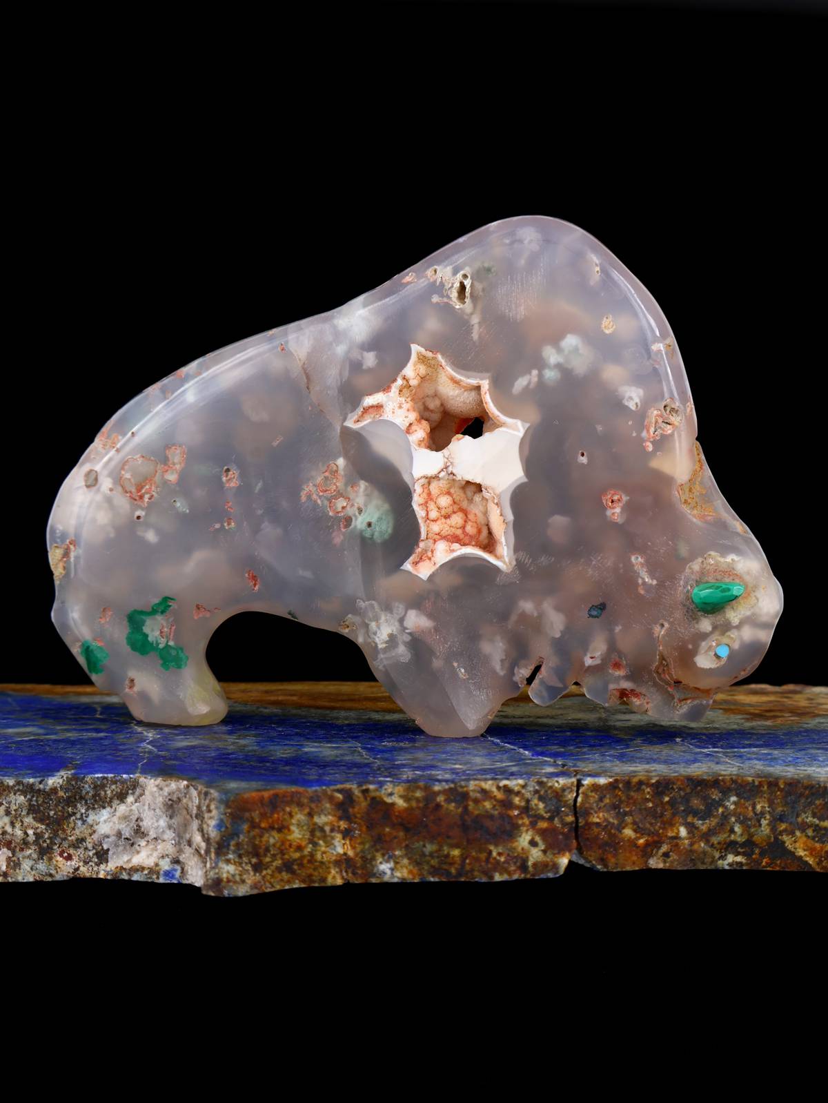 Confetti Chrysocolla Bison Zuni Fetish