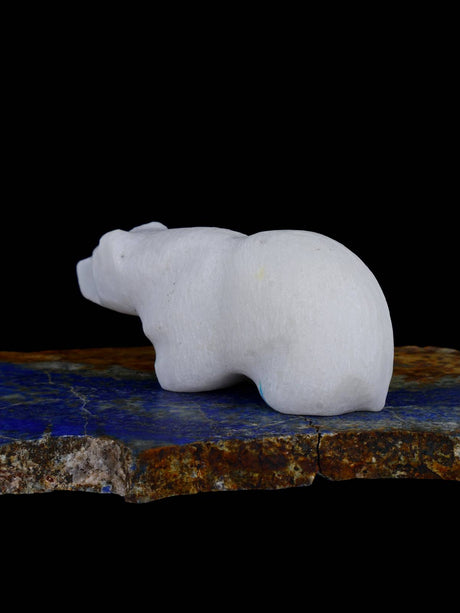 White Marble Bear Zuni Fetish