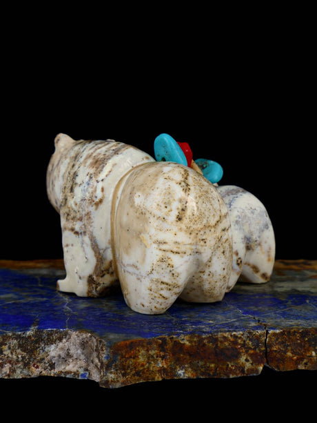 Serpentine Double Bear Zuni Fetish