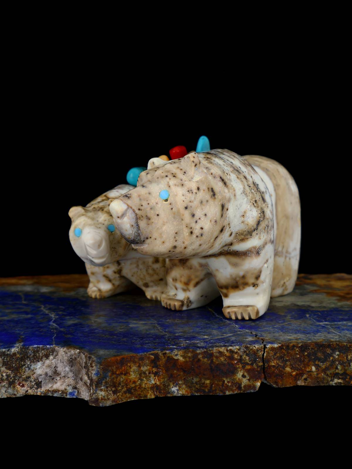 Serpentine Double Bear Zuni Fetish