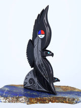 Large Black Marble Eagle Zuni Fetish