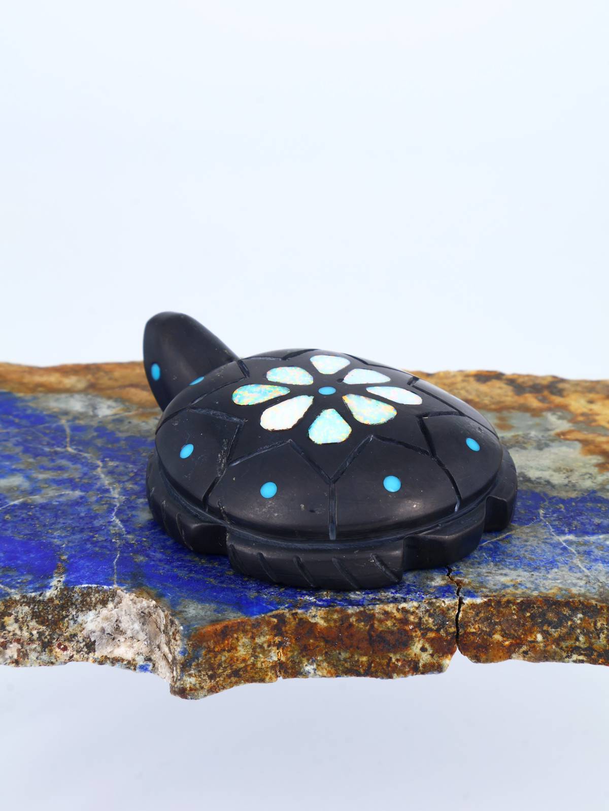 Black Marble Turtle Zuni Fetish