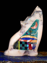 Marble Mosaic Coyote Zuni Fetish Carving