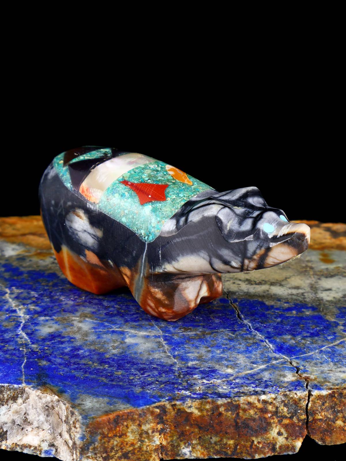 Mosaic Picasso Marble Bear Zuni Fetish Carving
