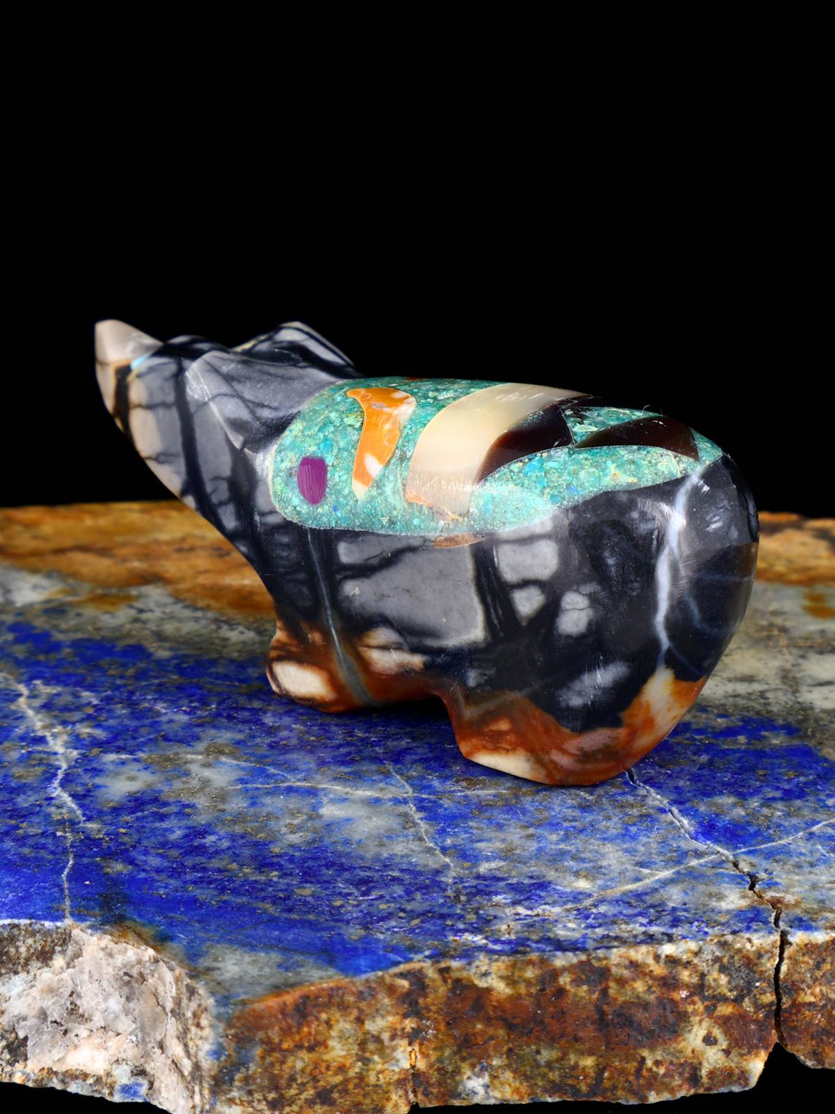 Mosaic Picasso Marble Bear Zuni Fetish Carving