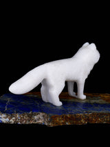 White Marble Wolf Zuni Fetish