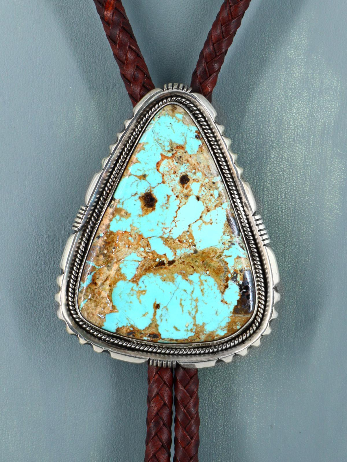 Native American Sterling Silver Natural Turquoise Bolo Tie